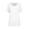 thumbnail image 4 of FcBaudy Robe à Manches Courtes à Col en V, Robes d'Été pour Femmes, Nouvelles Robes pour Femmes Robe à Manches Courtes à Col en V de Couleur Unie avec Poches Robe à Manches Courtes à Col en V Robe pour Femme, 4 of 7