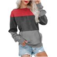 thumbnail image 1 of HKEJIAOI Chandails en Molleton pour Femmes Col Rond Bloc de Couleur Poids Moyen Manches Longues, 1 of 5