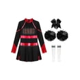 thumbnail image 3 of Hansber Tenues de Cheerleading pour Filles Uniforme de Cheerleading Déguisement avec Pompons Couvre-Chef Bas Ensemble Rouge&Blanc 10, 3 of 5