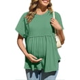 thumbnail image 1 of Liquidation d'Économies d'Été! Tunique à Manches Courtes à Col Rond pour Femmes Enceintes, Blouse Décontractée de Printemps Été, Chemise de Maternité Confortable et Tendance pour le Quotidien Liquidation Ventes Aujourd'hui Aubaines Prime, 1 of 8