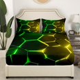 thumbnail image 3 of Erosebridal Abstract Ombre Bed Sheets Set Full Size, Futuristic Striped Bed Sheets Full, Geometry Honeycomb Decor,, 3 of 7