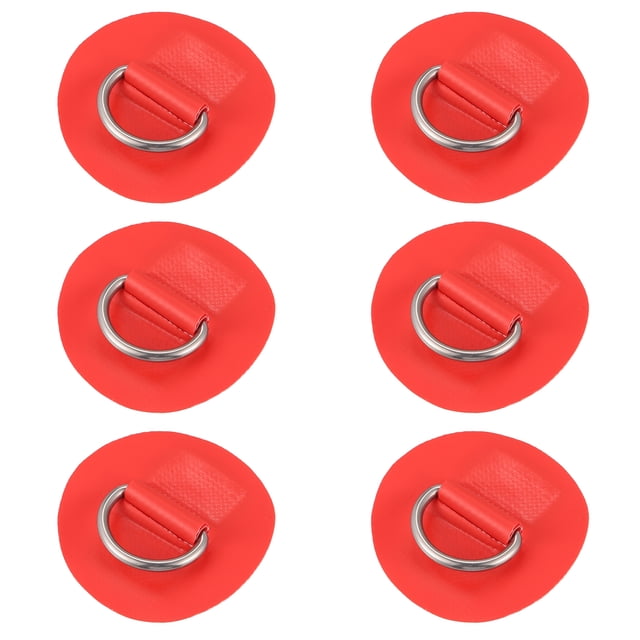 Unique Bargains 6pcs 6cm Red D Ring Patch PVC Stainless Steel Round Shape D Ring Pads for Inflatable Boat Kayak