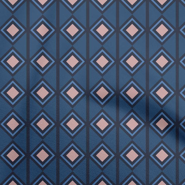 oneOone Georgette Viscose Teal Blue Fabric Geometric Craft Projects Decor Fabric Printed By The Yard 42 Inch Wide