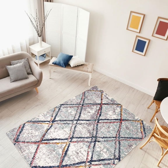 ECARPET Trellis Area Rug Ultra Soft & Fluffy Carpet Morocco Collection