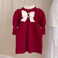 thumbnail image 2 of Yuyuzo Robe Pull pour Filles Tout-Petits Enfants Manches Longues Col Roulé Nœud Papillon Robes Tricotées Tenues de Fête, 2 of 4