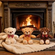 Sentmoon Women Birthday Gifts Cute Plush Soft Large Throw Pillows Bow Ties Teddy Bear Doll Originality Furry Toys Cute Rose Furry Bear For Girlfriend Birthday Gift for Room Decoration