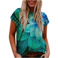 thumbnail image 2 of CHGBMOK Blouses Grande Taille pour Femmes Été Blouse Décontractée à Manches Courtes Imprimée Col Rond T-Shirt Hauts de Plage en Liquidation, 2 of 4