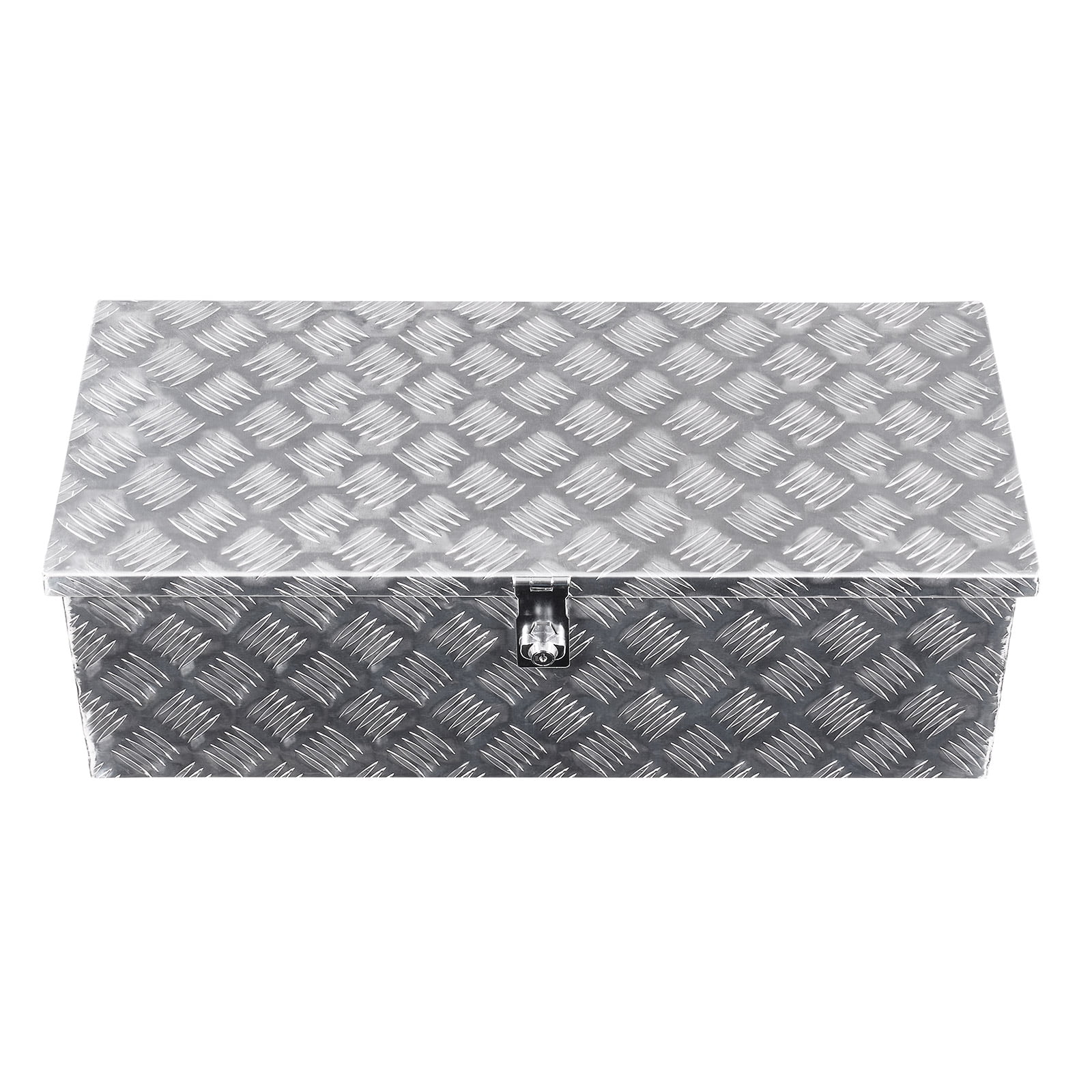 KFFKFF Heavy Duty Aluminum Truck Bed Tool Box, Stripes Plated Tool Box with Side Handle and Lock Keys, Storage Toolbox Chest Organizer