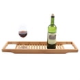 thumbnail image 3 of Modern Bamboo Bath Tray Bathtub Storage Rack Shelf Organizer Wine Glass Holder, 3 of 14