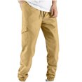 thumbnail image 2 of DPTALR Men's Drawstring Elastic Waist Solid Color Casual Length Pants, 2 of 9