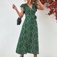 thumbnail image 4 of Jusqu'à 65 % de Réduction! Robes de Mode d'Été pour Femmes 2024 Grande Taille Printemps / Vacances Loisirs Robe à Col en V Taille Haute à Lacets Fendue Imprimée, 4 of 8