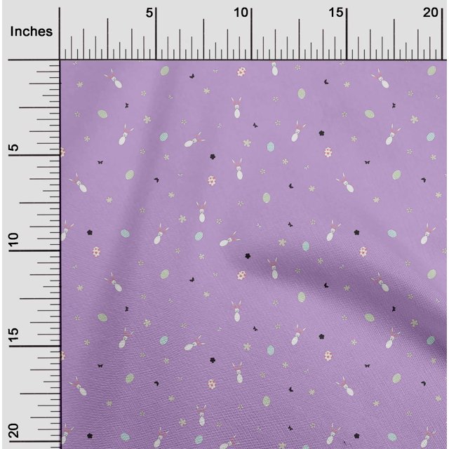 oneOone Georgette Viscose Fabric Easter Egg|Floral & Rabbit Animal Fabric Prints by Yard 42 Inch Wide