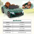 thumbnail image 3 of Costway 12V Licensed Bentley Bacalar Kids Electric Ride-on Car with Remote Control Green, 3 of 10