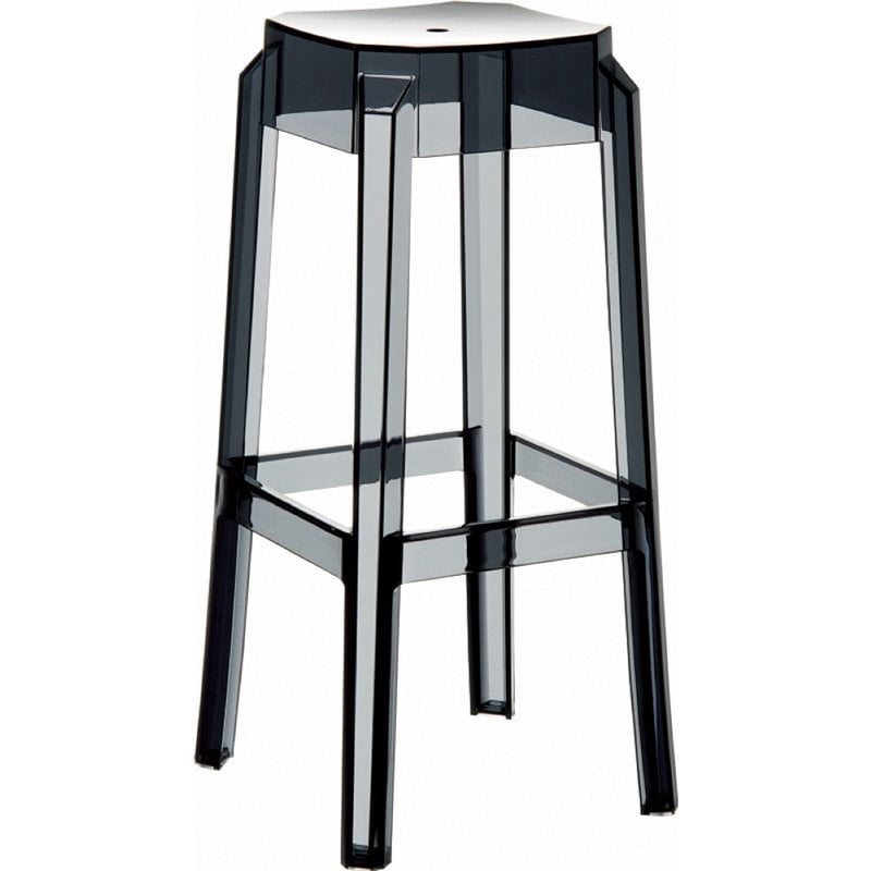 Compamia Fox Tabouret de Bar de Patio en Polycarbonate de 30 Pouces en Noir Transparent