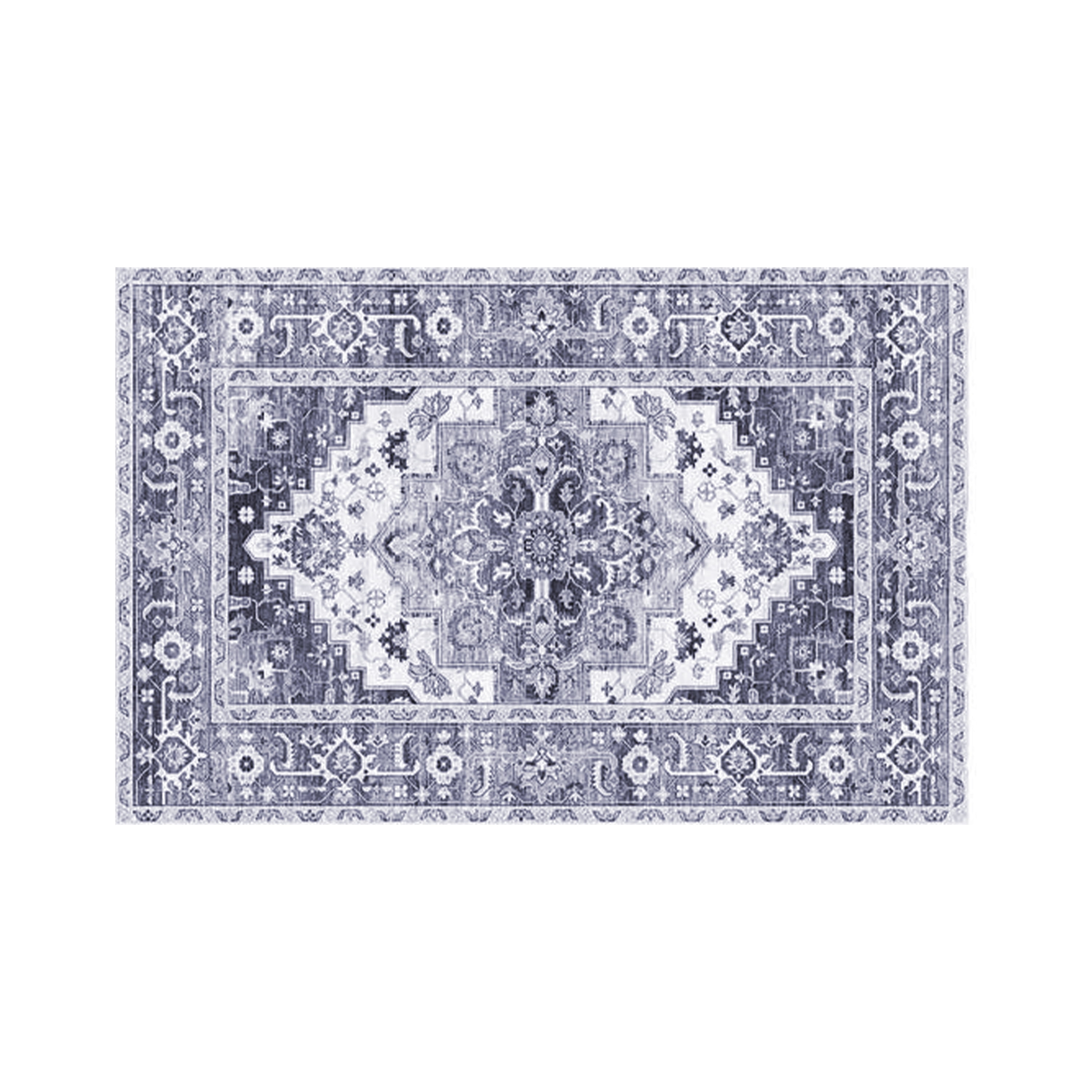 Tapis Mainstays Médaillon Traditionnel Accent Scatter Mat, Bleu Et Gris Clair, 30 in × 45 in, Lavable À La Machine, Couloir, Chambre, Cuisine, Salle De Bain.