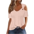 thumbnail image 1 of Timegard Womens Plus Size Tops Eyelet V-Neck Short Sleeve Cold Shoulder Summer Dressy Casual Tunic Tops, 1 of 6