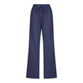 thumbnail image 4 of Dealovy Womens Plus Size Cotton Linen Pants High Waist Drawstring Loose Summer Lounge Trousers with Pockets, 4 of 6