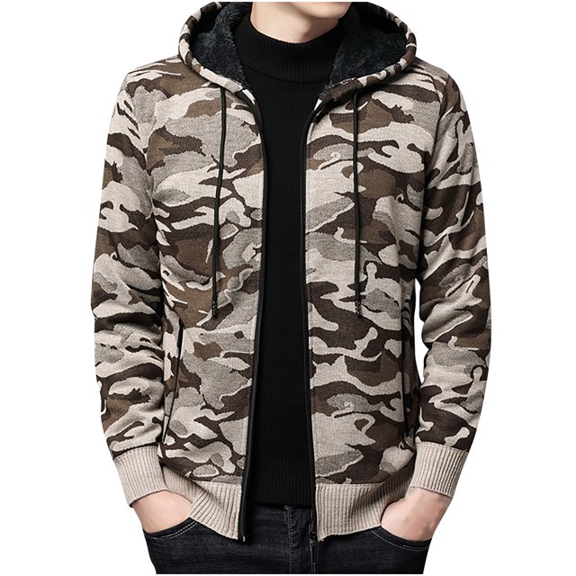 Pompotops Nouvelle Veste Tricotée à Capuche en Velours Automne/hiver pour Hommes en Solde