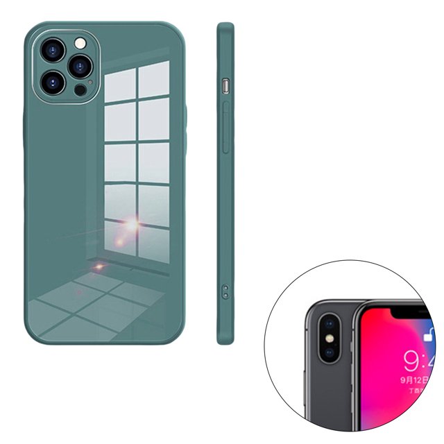 ziyahi Glass Back Phone Covers with Solid Color Full Rugged Bumper Anti-Slip Design for Iphone 7P/8P/7/8/XS Max/XR/X/XS