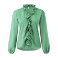 thumbnail image 1 of Innerwin Chemises à Manches Longues Blouse Femme Bureau Hauts Amples à Volants Vert 3TG, 1 of 5