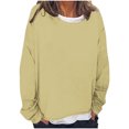 thumbnail image 1 of Timegard Hauts pour Femmes à Épaules Tombantes, Col Ras du Cou, Chandail Ample, Hauts d'Automne Décontractés à Manches Longues, Blouse Confortable, 1 of 5