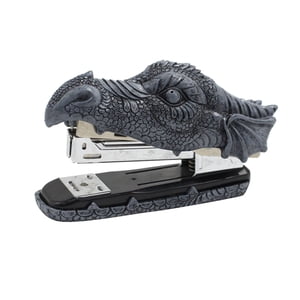 ZTTD Dragon Stapler, Dragon Head Stapleur Nouveauté Staplier Funny Carving Robinet de résine Stapler pour bureau Papeterie Bureau Accessoire à la maison Décor(Gray)