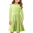 thumbnail image 2 of Rbaofujie Robe à Manches Longues pour Filles, Coton, Robes Décontractées, Robe Patineuse Évasée A-line pour l'École et les Fêtes, 4-13 Ans, 2 of 9