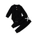 thumbnail image 1 of Baby Clothes Set Ribbing  Neck Long Sleeve Elastic and Loose Bow-knot Belt Trousers, 1 of 9