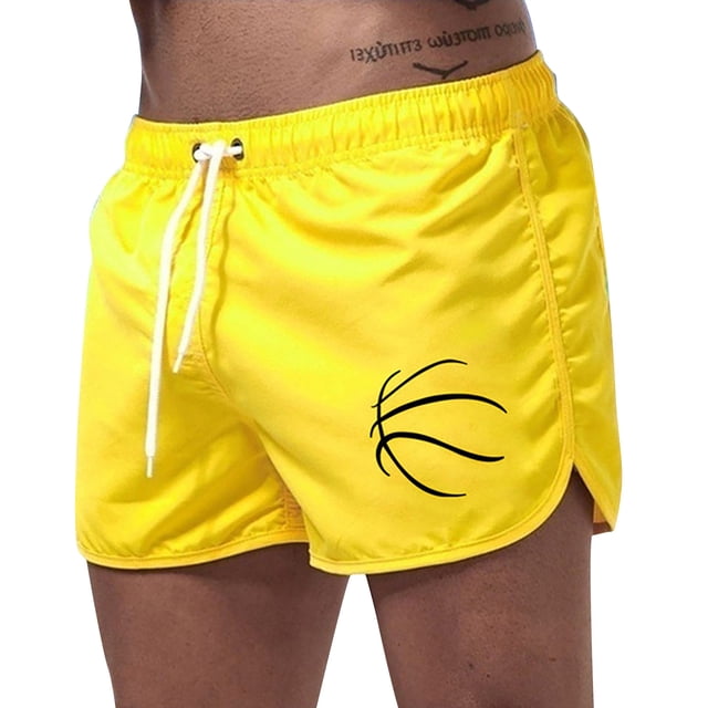 Mens Swimming Trunks 5 Inch Print Quick Dry Board Shorts Lightweight Drawstring Summer Swimsuits Shorts No Liner