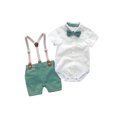 thumbnail image 2 of Costume de Gentleman pour Bébé, Combinaison à Manches Courtes avec Col à Revers et Boutons pour Enfants, Chemise à Bretelles et Pantalon, 2 of 9