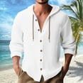 thumbnail image 3 of Chemise à Manches Longues pour Homme, Décontractée, Unie, Cardigan de Vacances, Chemises à Capuche, Hauts, 3 of 5