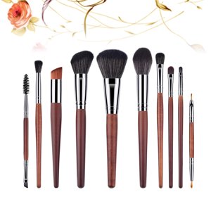 FUEENIRVA Make Up Brushes For Women 10Pcs Makeup Brush Kit Wood Handle 18x7x0.6in