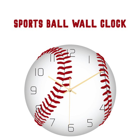 cpengpj Clearance Round baseball appearance wall clock mute home decoration wall clock