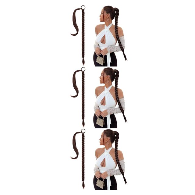 ziyahi DIY pour Différentes Tresses Extension de Cheveux pour Volume Instantané Extension Queue de Cheval Tressée Changement de Style Brun Foncé 3ensemble