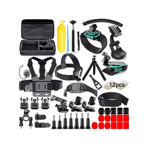 Ensemble d'Accessoires de Caméra d'Action 61 en 1 pour AKASO EK7000 GoPro Hero 12 11 10 9 8 7 6 5 4 Hero Session GoPro Max Insta360 Xiaomi Yi DJI AKASO Campark Caméra d'Action