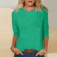 thumbnail image 2 of Admvng Blouses pour Femmes Chic Décontracté Col Rond Manches 3/4 T-shirt Ample Basique Hauts pour Femmes P-2TG, 2 of 5