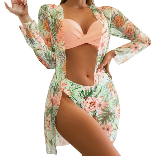 Birdeem Womens Sexy Printed Bikini Three-Piece Split Swimsuit Suit