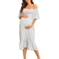 thumbnail image 1 of MEZZALL Robe Femme Florale à Encolure Carrée Robes Midi Robe de Maternité Enceinte Décontractée Robe Trapèze Longue Fluide à Smocks Robe Classique Tenue Quotidienne S, 1 of 5