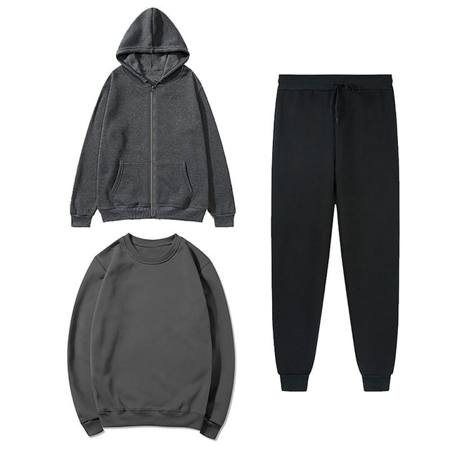 MeetoTime Women's 3 Piece Outfit Tracksuit Pullover Top Hooded Sweatshirt and Sweatpants Lounge Set