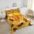thumbnail image 4 of Erosebridal Funny Bee Bedding Queen Comforter Set, Gold Honey Down Comforter, Geometric Room Decor, 3 Pieces, 4 of 7