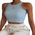 thumbnail image 3 of Women Solid Color Tank All-match Slim Stylish Sleeveless Crop Top, 3 of 7