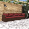 thumbnail image 1 of vidaXL 4 Piece Garden Lounge Set with Cushions Poly Rattan Brown, 1 of 4