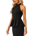 thumbnail image 4 of INSPIRE CHIC Blouse à Basque Plissée d'Été pour Femme Sans Manches à Encolure Licou pour la Plage Hauts TG Noir, 4 of 6