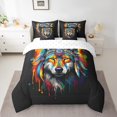 thumbnail image 2 of YST Hippie Wolf 7-Piece Bedding Set, Rainbow Watercolor Comforter, King, 2 of 4