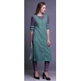 thumbnail image 3 of Bimba Kurti Droite en Rayonne Slub à Manches 3/4 Tunique Imprimée Haut Vêtements d'Été, 3 of 6