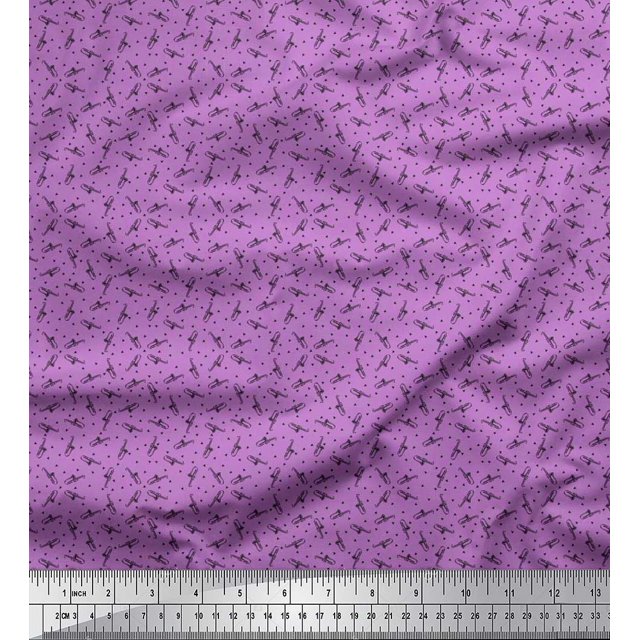 Soimoi Cotton Cambric Fabric Triangle & Saxophone Musical Instrument Print Fabric by The Yard 42 Inch Wide