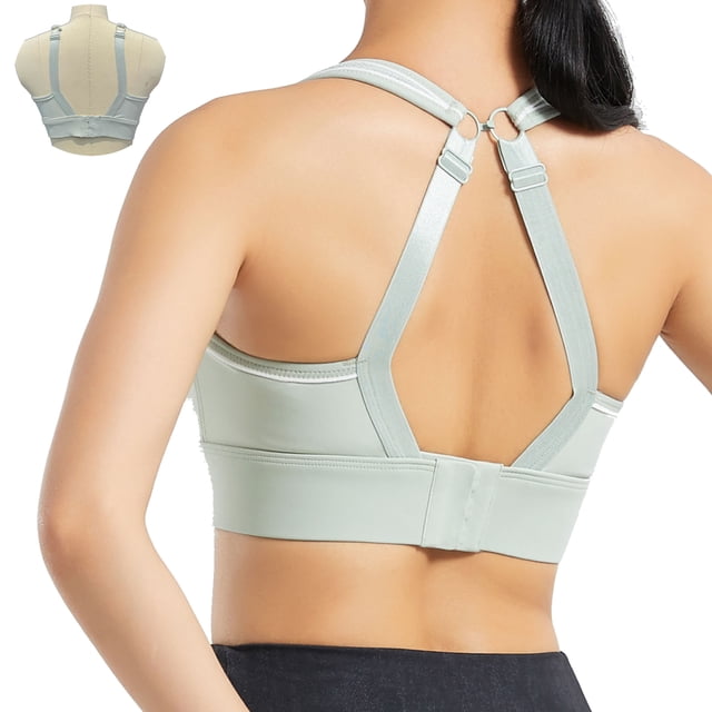 BIMEI Soutien-Gorge de Sport à Poche pour Mastectomie pour Femmes, Maintien Élevé, Bonnets Moulés Fixes, Bretelles Spaghetti Ajustables, Course Yoga,902,Vert,3TG