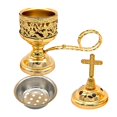 thumbnail image 3 of jifeng Incense Burner Crafts Gift Incense Stick Holder for Living Room SPA Tabletop Gold, 3 of 9