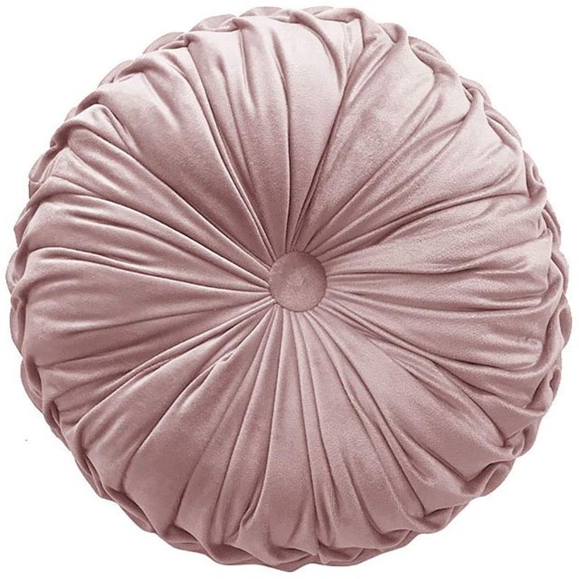 Coussin Rond en Velours pour la Maison, Décoration, Coussin Rond Plissé pour Canapé, Chaise, Lit, Voiture (Rose)