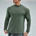 thumbnail image 1 of Timegard Tops for Men Fall Half High Neck Fitting Comfy Underwear Long Sleeve Solid Color Workout Shirts Tops, 1 of 4